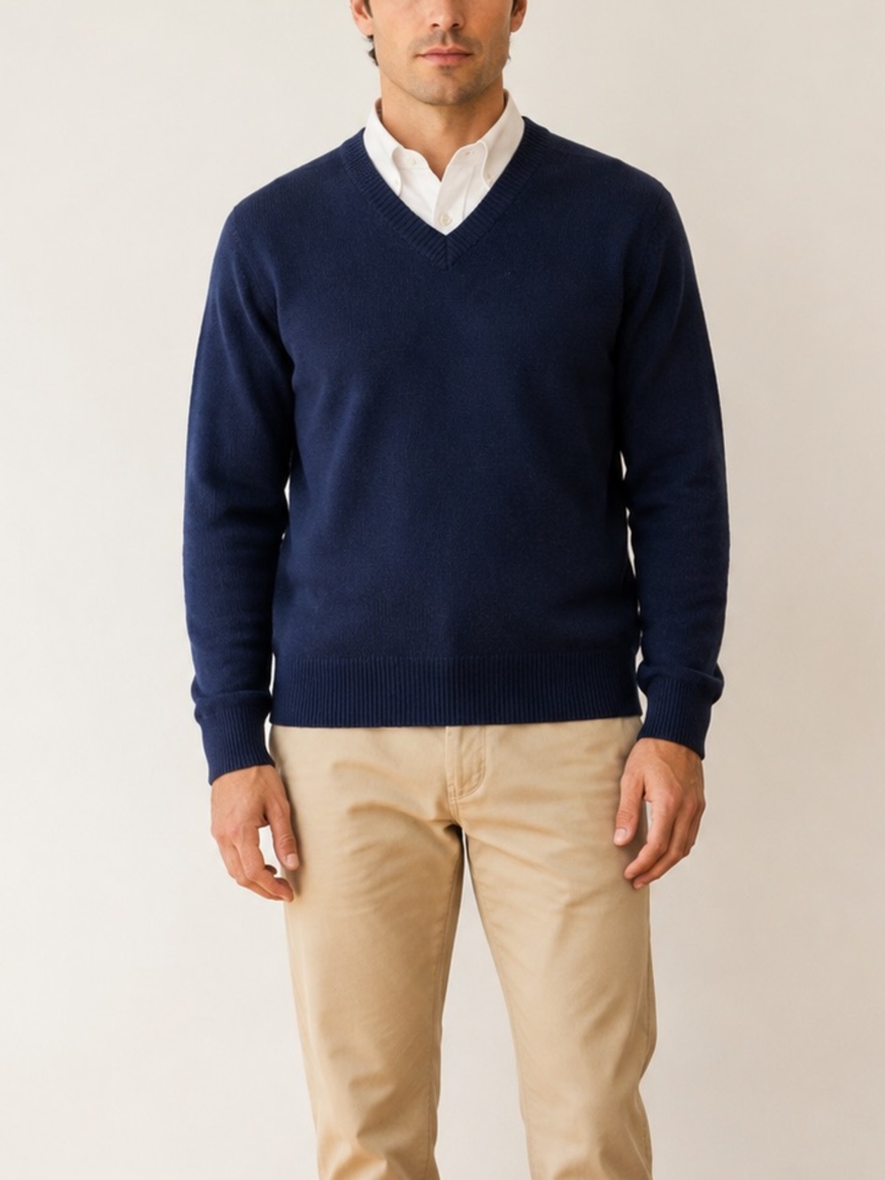 Vintage 1166 Collection Navy Lambswool Blend V-Neck Sweater Size L